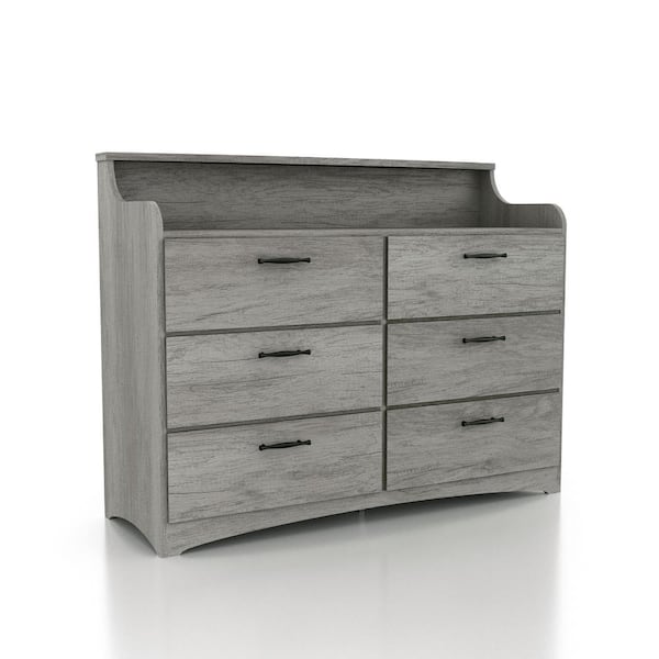 Furniture of America Sago Vintage Gray Oak 6 Drawer 47.24 in. Wide Dresser