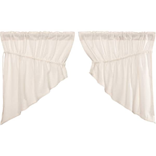 Burlap 36 in. W x 36 in. L Cotton Prairie Swag Valance in Antique White Set