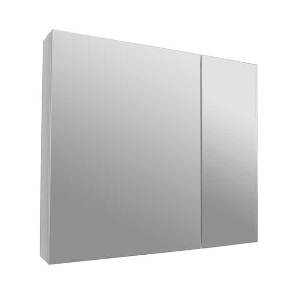 Rectangular Aluminum Frameless 30 in. W x 26 in. H Double-Door Surface Mount Bathroom Medicine Cabinet with Mirror