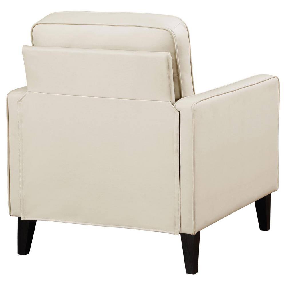 Cream Faux Leather Transitional Club Accent Chair