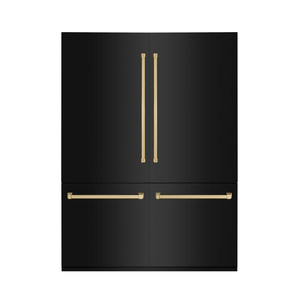 Autograph Edition 60 in. 4-Door French Door Refrigerator w/ Ice &amp; Water Dispenser in Black Stainless &amp; Polished Gold