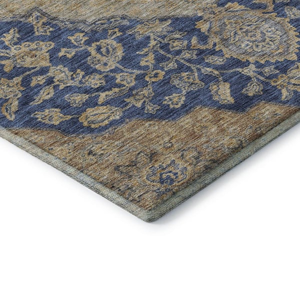 Mayfield Premium Machine Washable Abstract AMF1151 Navy 2 ft. 3 in. x 7 ft. 6 in. Runner Rug