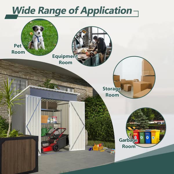 SUNRINX 6.0 ft. L x 3.9 ft. W Gray Outdoor Metal Storage Shed with