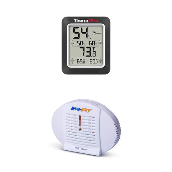 Indoor Hygrometer Thermometer Weather Station with Temperature Gauge and 6 - 8 oz. Mini-Dehumidifier