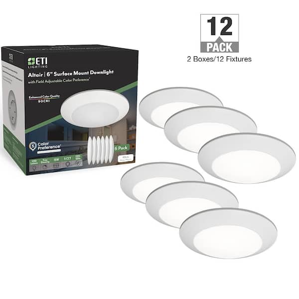 Altair 6 in. Surface Mount Downlight Integrated LED Recessed Trim Light 1230 Lumens 15-Watts Adjustable CCT (12-Pack)