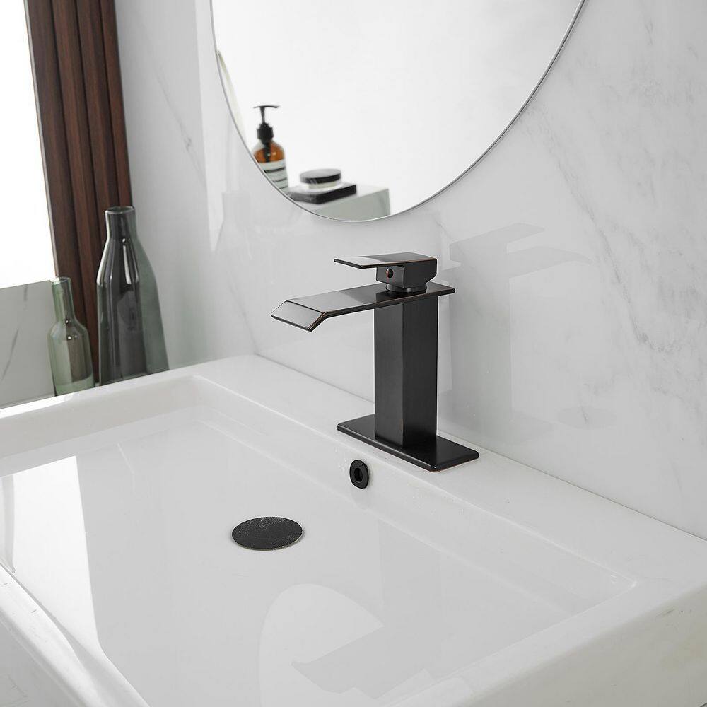 Oil Rubbed Bronze Modern Waterfall Single Hole Bathroom Faucet