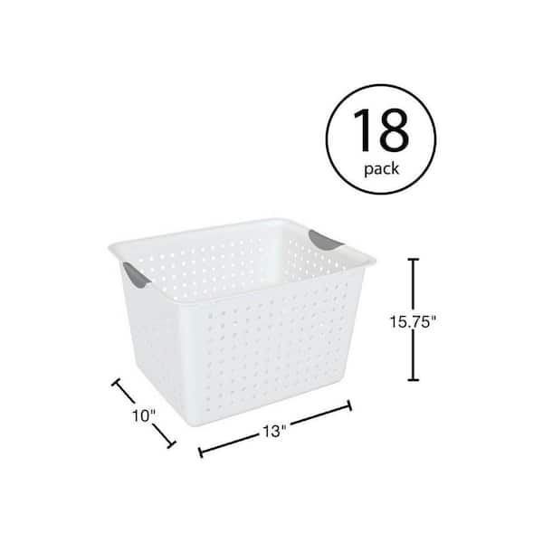 Sterilite Large 16 x 13 x 10 Inch Plastic Deep Ultra Storage Basket Tote,  White (6 Pack)