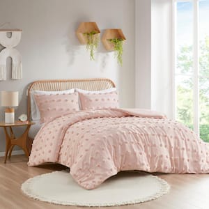 Vera 2-Pcs Pink Twin/Twin XL Polyester Clip Jacquard Comforter Set