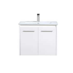 Simply Living 24 in. W x 18.31 in. D x 19.69 in. H Bath Vanity in White with White Resin Top