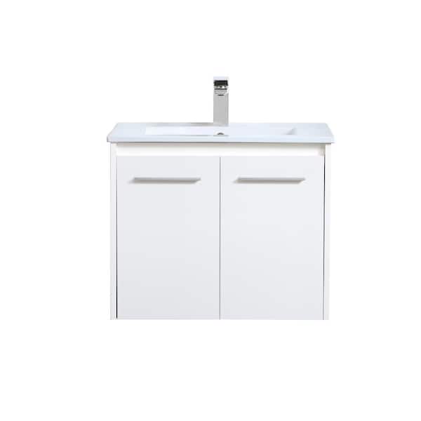 Unbranded Simply Living 24 in. W x 18.31 in. D x 19.69 in. H Bath Vanity in White with White Resin Top