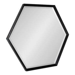 Calter 34 in. x 30 in. Classic Hexagon Framed Black Wall Mirror