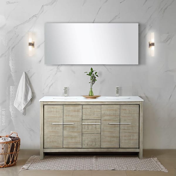 Lexora Lafarre 60 in W x 20 in D Rustic Acacia Double Bath Vanity and Cultured Marble Top