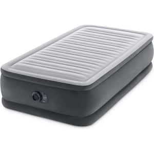 18 in. Twin Air Mattress Gray with Built-in Electric Pump, Fiber-Tech Construction and Carry Bag