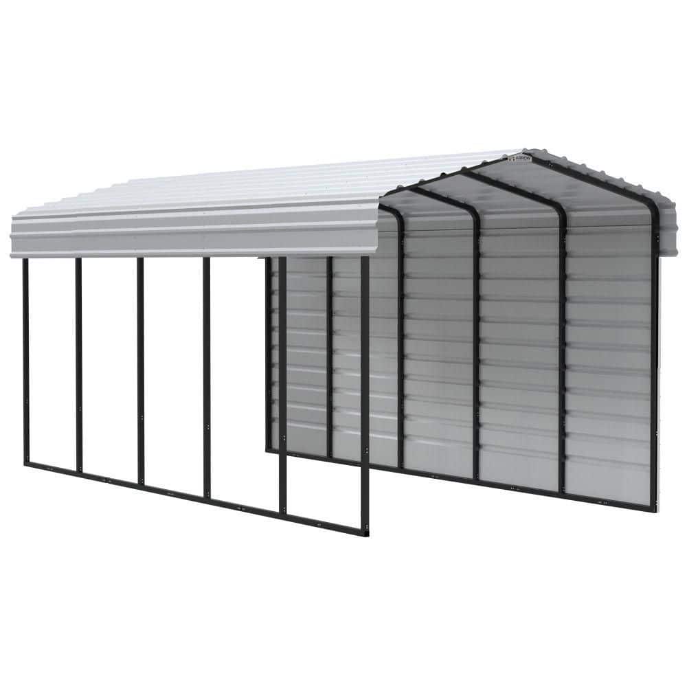 ARROW 10 ft. W x 24 ft. D x 9 ft. H Eggshell Galvanized Steel Carport with 1-Side Wall Kit (CPH102409ECL1)