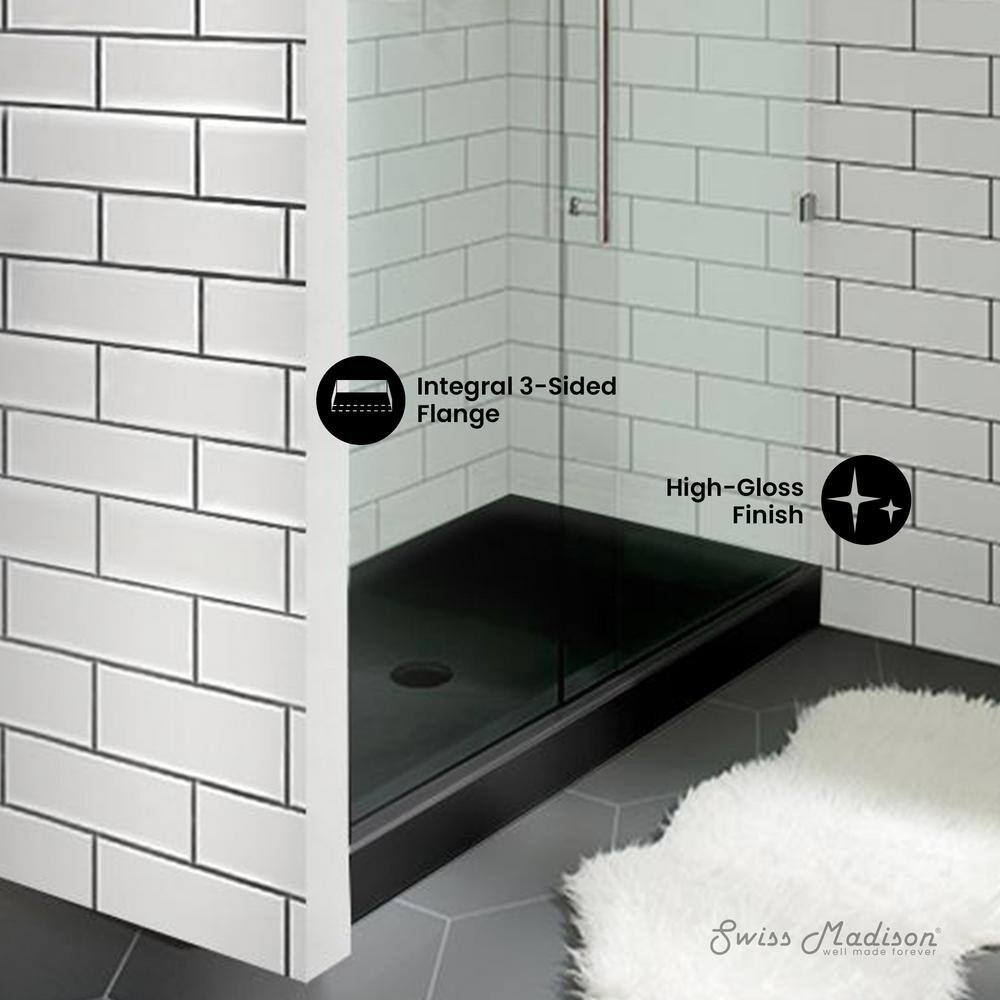 Voltaire 48" x 32" Black Acrylic Single-Threshold Shower Base