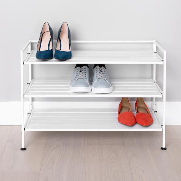 Seville Classics 18.5 in. H 9-Pair 3-Tier White Resin Slat Metal