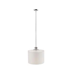 Urban Elegance 60-Watt 1-Light Plated Nickel Pendant Light with Linen Drum Shade