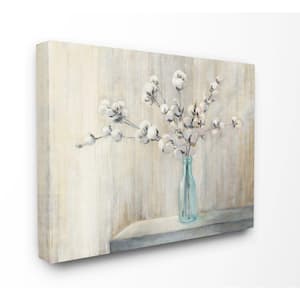 16 in. x 20 in. "Beautiful Cotton Flower Grey Brown Painting" by Julia Purinton Canvas Wall Art