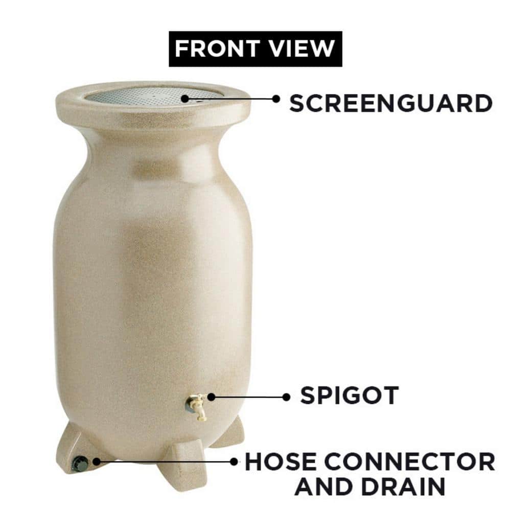 Sandstone-Look Beige 75-Gallon Plastic Rain Barrel