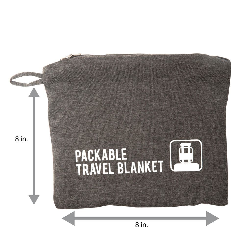 Grey Cotton Jersey Knit Packable Travel Blanket
