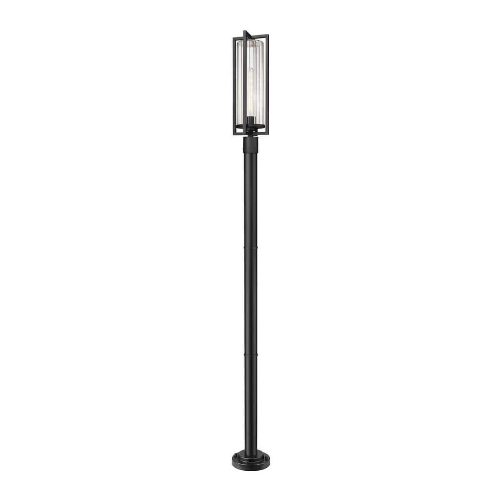 Aura 1-Light Black Aluminum Hardwired Outdoor Marine Grade Post Light Set w