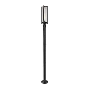 Aura 1-Light Black Aluminum Hardwired Outdoor Marine Grade Post Light Set with no bulbs included