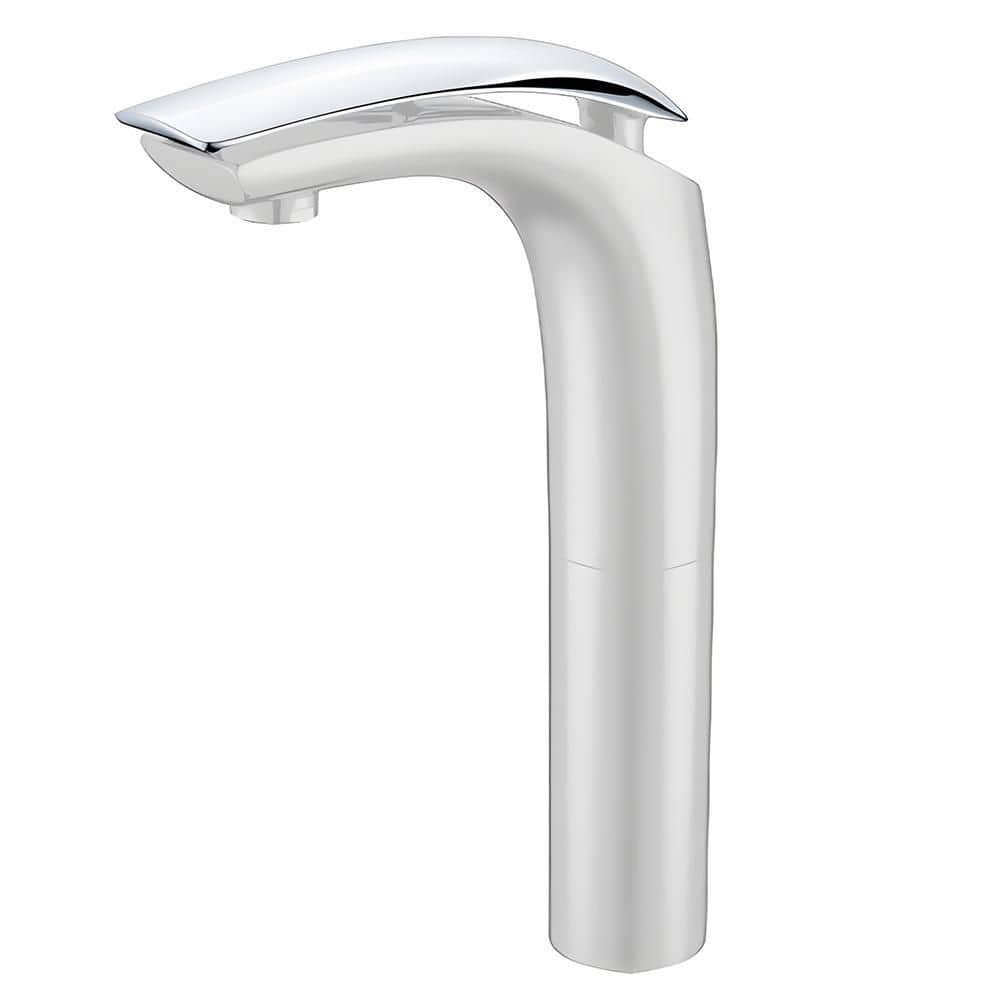 HOMLUX Single Hole Single Handle Vessel Sink Faucet With Drain Kit   White Chrome Vessel Sink Faucets 0949004e78 64 1000 