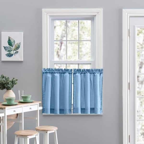 Ellis Curtain Stacey Slate Solid 56 in. W x 30 in. L Rod Pocket Tailored Tier Pair