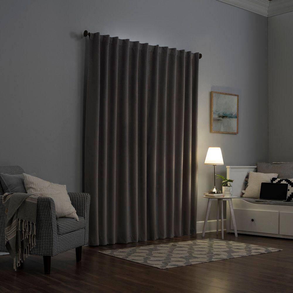 Sun Zero Gray Velvet Thermal Blackout Curtain Panel