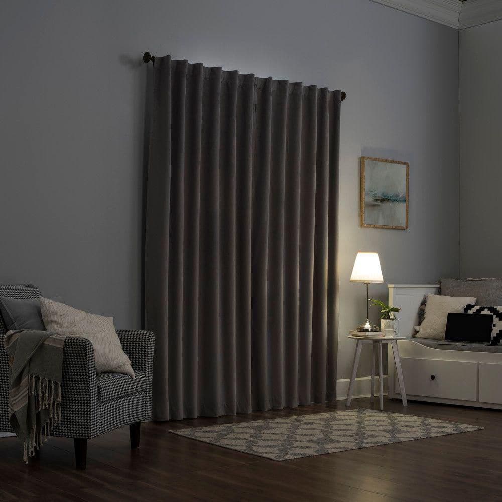 Gray Velvet Blackout Thermal Back Tab Curtain Panel