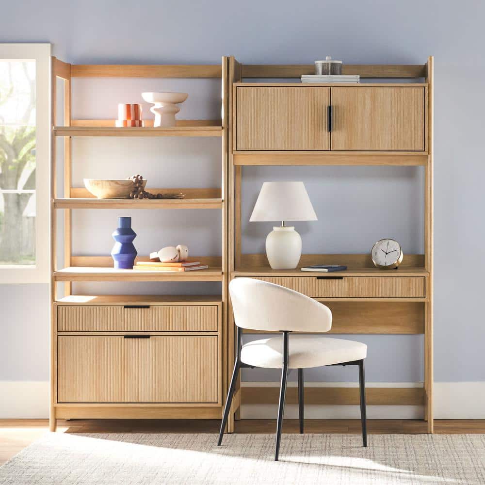 Transitional Coastal Oak Reeded Hutch...