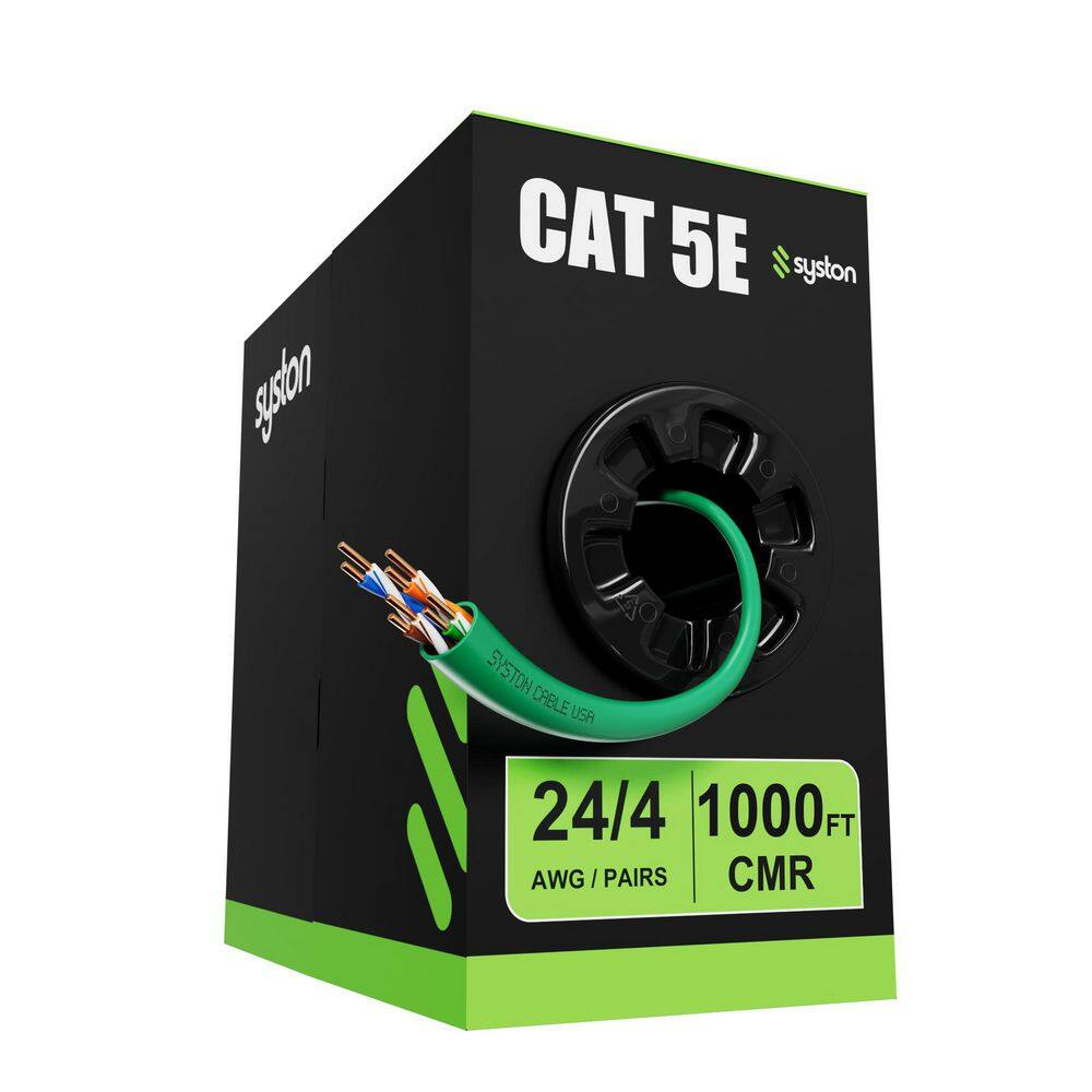 1000 ft. Green CMR Cat 5e 350 MHz 24 AWG Solid Bare Copper Outdoor/Indoor Ethernet Network Wire - Bulk No Ends price history on PriceWatchPro