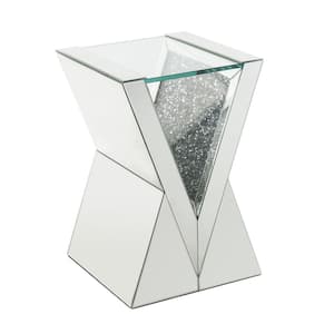 Noralie 16 in. Clear and Mirrored Square Glass End Table
