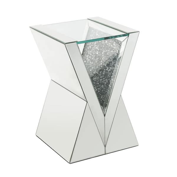 Acme Furniture Noralie 16 in. Clear and Mirrored Square Glass End Table