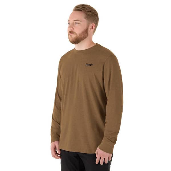 Milwaukee Men's X-Large Brown Cotton/Polyester Long Sleeve Hybrid