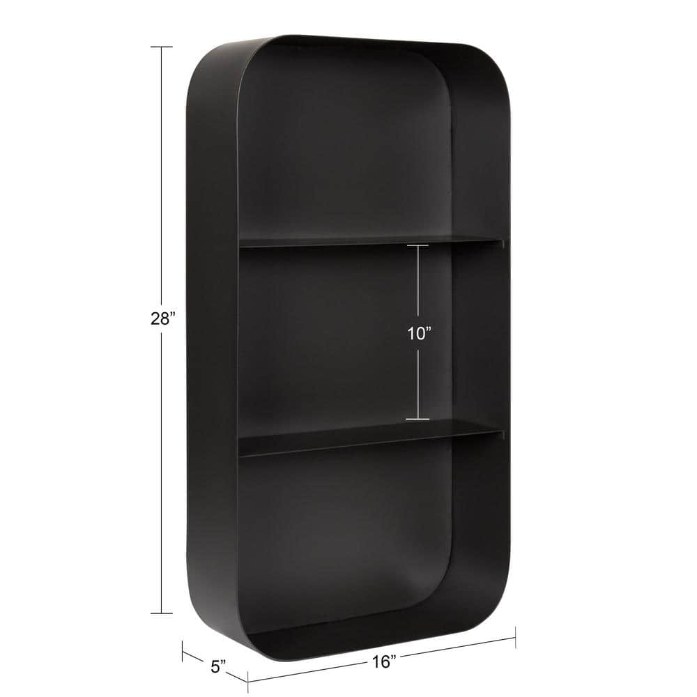 Armenta Minimalist Gray Metal Wall Shelf Unit - 33.6in x 19.3in