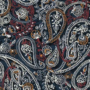 24 in. x 24 in. Navy Palmira Paisley Outdoor 2-Piece Deep Seating Lounge Chair Cushion
