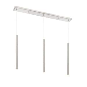 Forest 5-Watt 3-Light Integrated LED Brushed Nickel Shaded Chandelier with Brushed Nickel Steel Shade