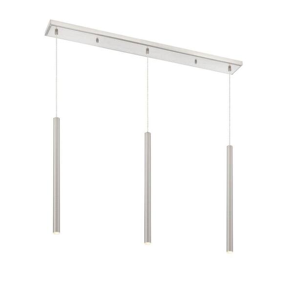 Unbranded Forest 5-Watt 3-Light Integrated LED Brushed Nickel Shaded Chandelier with Brushed Nickel Steel Shade