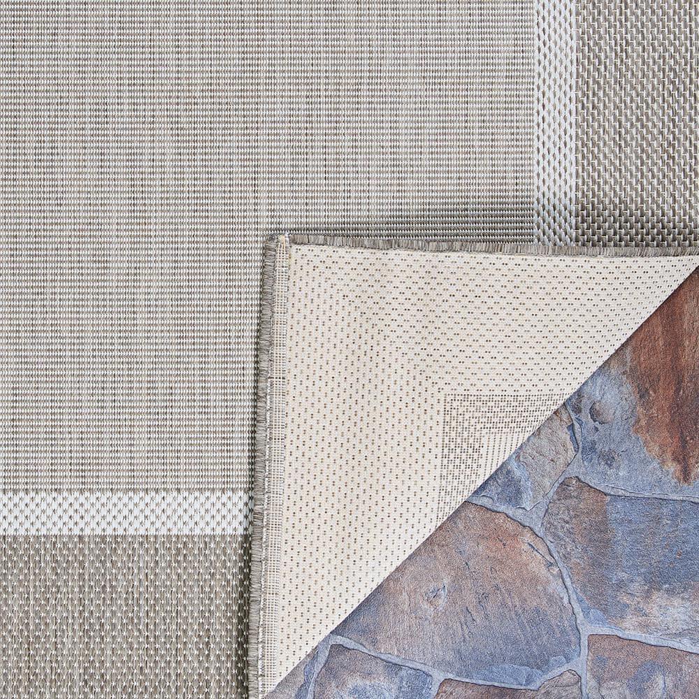 Champagne-Taupe Synthetic Rectangular 9' x 13' Easy-Care Outdoor Rug