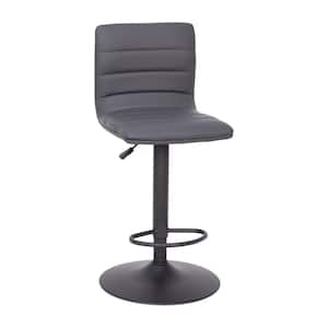 44 in. Gray/Black Frame Mid Metal Bar Stool with Vinyl Seat