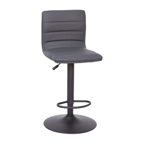 TAYLOR + LOGAN 44 in. Gray/Black Frame Mid Metal Bar Stool with Vinyl Seat