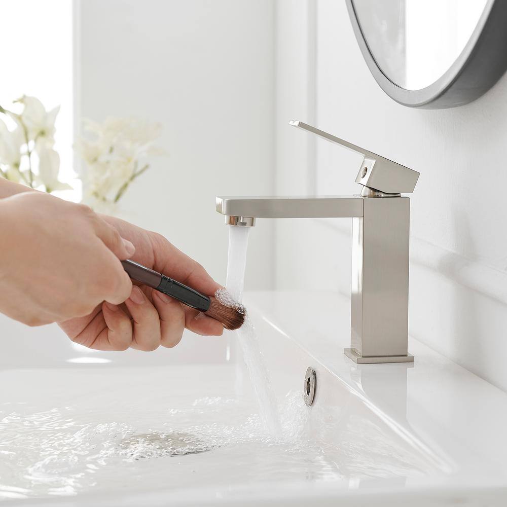 Brushed Nickel Single Handle Modern Bathroom Faucet