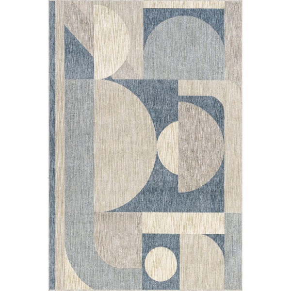 Beckett Blue 5 ft. x 8 ft. Modern Geometric Area Rug