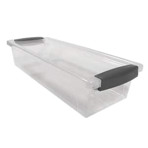 MH 0.4-Gal. Small Storage Box in Clear with Gray Handles and Cover