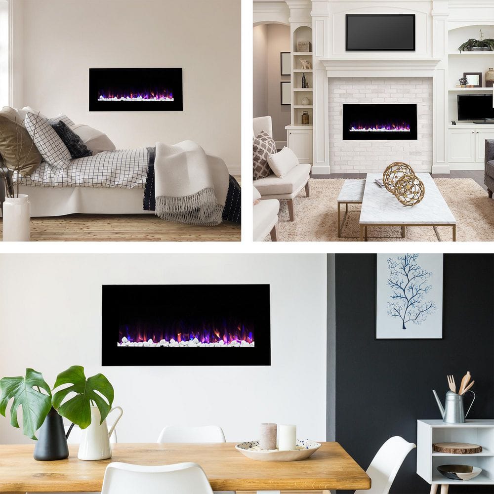Northwest 42" Black Wall-Mounted Electric Fireplace with Remote
