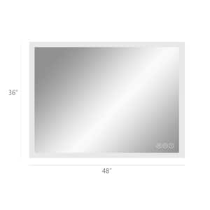 48 in. W x 36 in. H Rectangular Frameless LED Lighted Anti-Fog Wall Mounted Bathroom Vanity Mirror in Silver