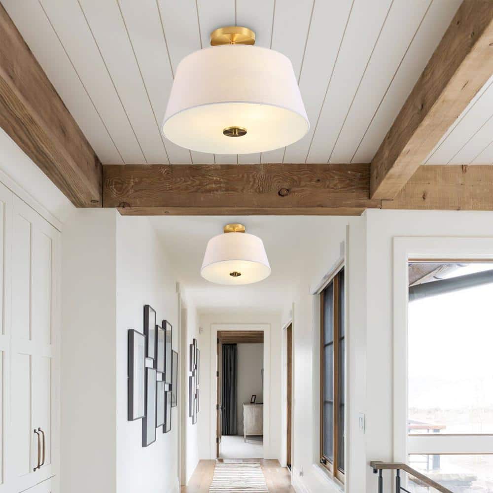 Isabella 15" Gold Brass LED Flush Mount Ceiling Light