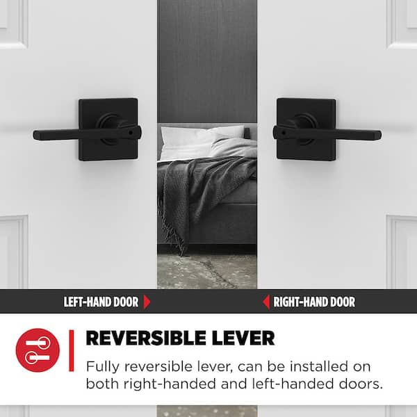 Kwikset Halifax Matte Black Bed and Bath Lever Right or Left Handed Kwikset Halifax Matte Black Bed and Bath Lever Right or Left Handed