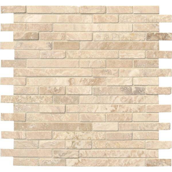 MSI Alabastrino Interlocking 12 in. x 12 in. x 10 mm Honed Travertine Mesh-Mounted Mosaic Tile (10 sq. ft. / case)